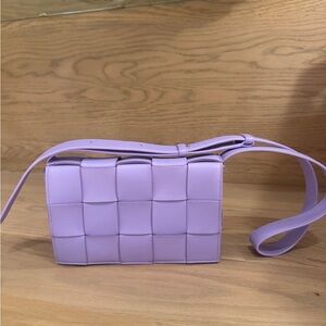 Purple Woven Leather Crossbody Bag